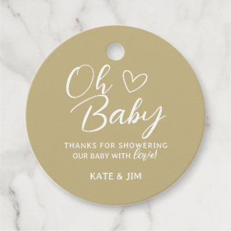 Étiquettes Cadeau Oh Baby Earth Tone Baby shower Merci Message