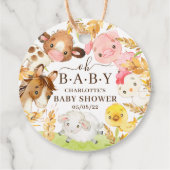 Étiquettes Cadeau Oh Baby Farm Animaux Baby shower Favoriser (Dos)