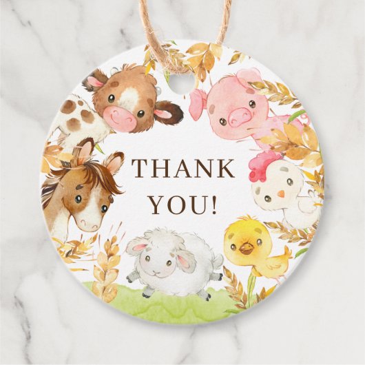 Étiquettes Cadeau Oh Baby Farm Animaux Baby shower Favoriser (Devant)