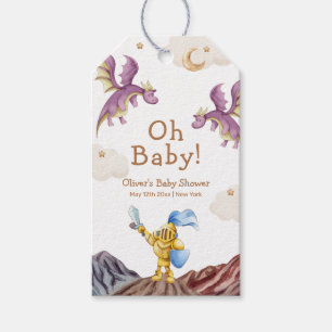 Étiquettes-cadeau Oh Baby Médiéval Fairytale Dragon Baby shower garç