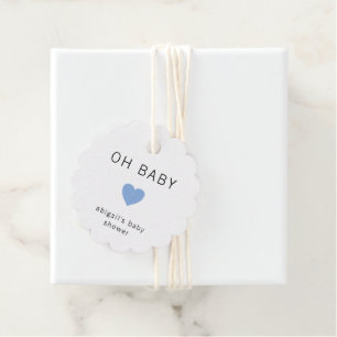 Étiquettes Cadeau Oh Baby moderne minimaliste Baby shower garçon ble
