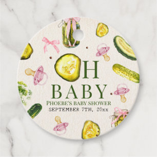 Étiquettes Cadeau Oh Baby Pickles & Pacifiers Fille Rose Baby Shower