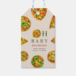 Étiquettes-cadeau Oh Baby Pizza Tomates Olivia Baby shower vert