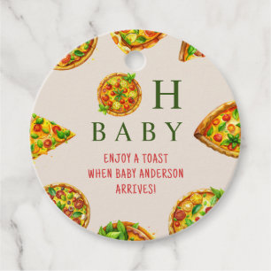 Étiquettes Cadeau Oh Baby Pizza Tomates Olivia Baby shower vert