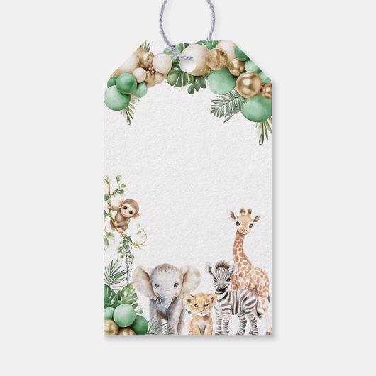 Étiquettes-cadeau Oh Baby Safari animal Jungle Baby shower vert (Dos)