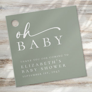 Étiquettes Cadeau Oh Baby Sage Green Baby shower minimaliste
