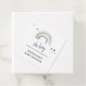 Étiquettes Cadeau Oh Baby shower garçon Blue Boho Rainbow Merci (En situation)