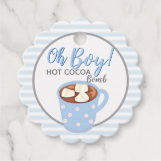 Étiquettes Cadeau Oh Baby shower garçon | Bombe de cacao chaud