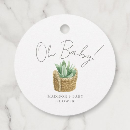 Étiquettes Cadeau Oh Baby Simple Baby shower Succulent (Dos)