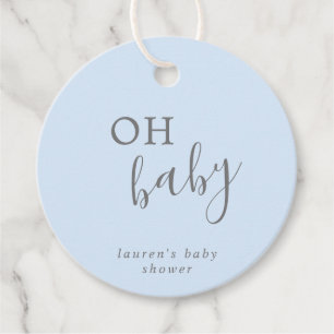 Étiquettes Cadeau Oh Baby Simple Bleu et Gris Baby shower garçon