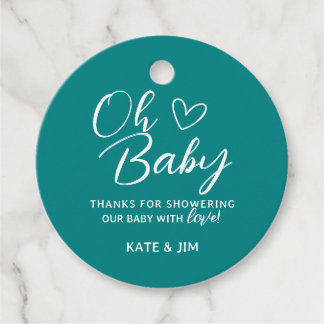 Étiquettes Cadeau Oh Baby Turquoise Genre Neutre Baby shower Merci