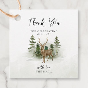 Étiquettes Cadeau Oh Baby Woodland Aquarelle Baby shower rustique