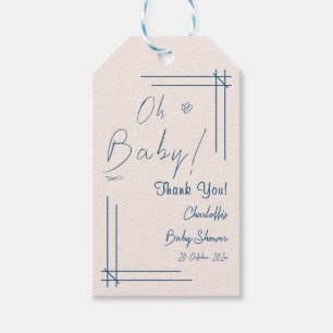 Étiquettes-cadeau Oh Bébé! Déco de Baby Shower Minimaliste et Mixte