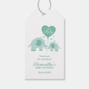 Étiquettes-cadeau Oh Bébé Mignon Éléphant Vert Menthe Favori Merci
