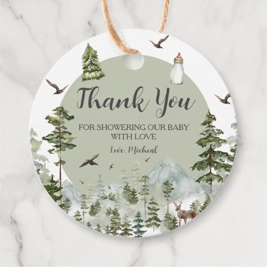 Étiquettes Cadeau Oh Boy Adventure Pine Forest Baby shower (Devant)