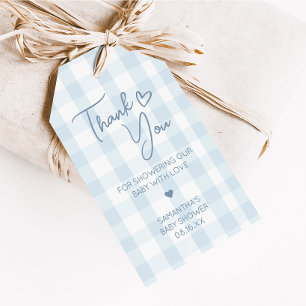 Étiquettes-cadeau Oh Boy Blue En vichy Baby shower Favoriser Tags