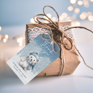Étiquettes-cadeau Oh Boy Winter Baby Shower en forêt