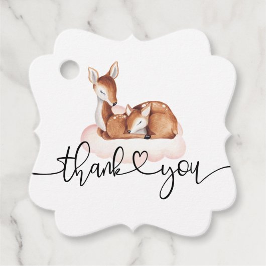 Étiquettes Cadeau Oh Deer Baby shower aquarelle Merci Floral (Devant)