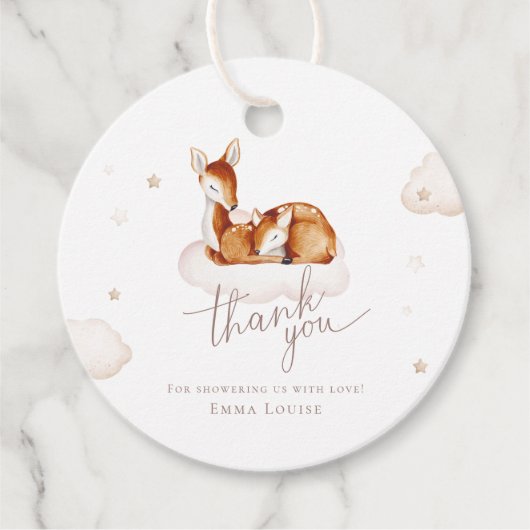 Étiquettes Cadeau Oh Deer Baby shower d'aquarelle neutre pour le gen (Devant)