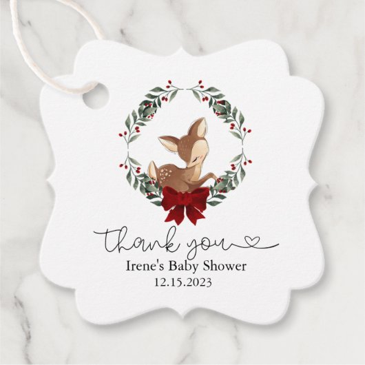 Étiquettes Cadeau Oh Deer Hiver Merci de verdure (Devant)