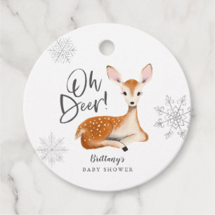 Étiquettes Cadeau Oh Deer Russe Bois d'hiver Baby shower gris