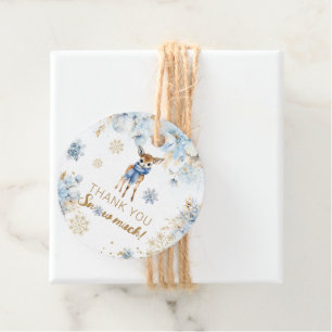 Étiquettes Cadeau Oh Deer Winter Baby Boy Douche