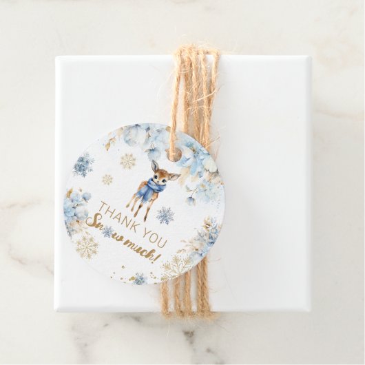 Étiquettes Cadeau Oh Deer Winter Baby Boy Douche (En situation)