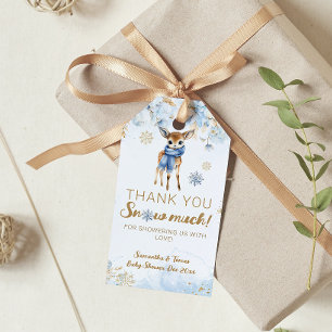 Étiquettes-cadeau Oh Deer Winter Baby Boy Douche