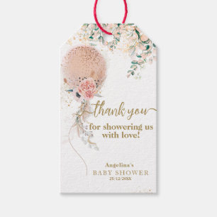 Étiquettes-cadeau Oh Fille Balloon rose Baby shower Floral Eucalyptu