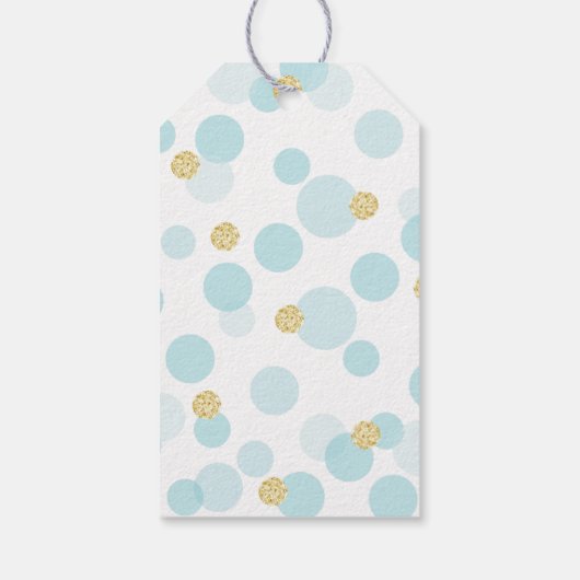 Étiquettes-cadeau Oh Garçon Bleu Or Paillettes Confettis Merci (Dos)