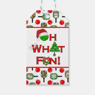 Étiquettes-cadeau Oh What Fun Christmas Pickleball Paddles & Balls