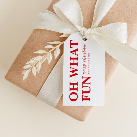 Étiquettes-cadeau Oh What Fun Joyeux Noël Custom Name Balise