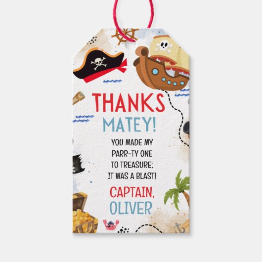 Étiquettes-cadeau Ohé Matelot Pirate MERCI MATELOT ! (Devant)