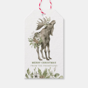 Étiquettes-cadeau Oie aux fleurs Joyeux cadeau de Noël Tags