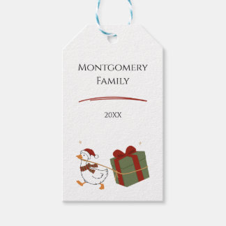 Étiquettes-cadeau Oie voleuse de cadeaux personnalisée Noël