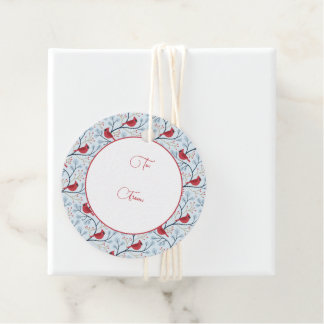 Étiquettes Cadeau Oiseau cardinal rouge d'hiver