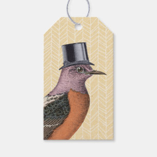 Étiquettes-cadeau Oiseau vintage avec le casquette supérieur