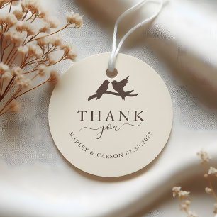 Étiquettes Cadeau Oiseaux Adorables Merci Mariage