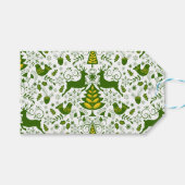 Étiquettes-cadeau Oiseaux de cerfs en fleurs de Noël or (Devant (Horizontal))