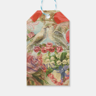 Étiquettes-cadeau Oiseaux de l'amour Vintage Antique Cœur