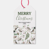 Étiquettes-cadeau Oiseaux de poulet Baies et Pinecones Noël (Devant)