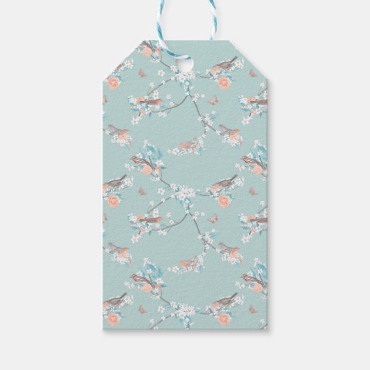 Étiquettes-cadeau Oiseaux et fleurs (Devant)