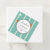 Étiquettes Cadeau Oiseaux oranges rétro sur les bouleaux Anniversair (En situation)