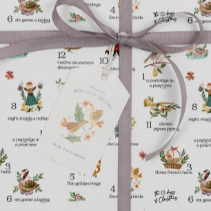 Étiquettes-cadeau Oiseaux qui chantent 12 Jours de Noël