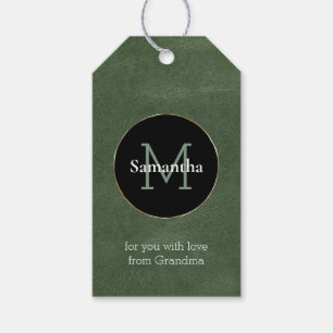 Étiquettes-cadeau Olive Green Black White Gold Monument Noël