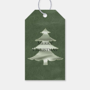 Étiquettes-cadeau Olive Pistachio Mint Green Christmas Tree Texture