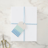 Étiquettes-cadeau Ombre rayé bleu (Avec de laficelle)