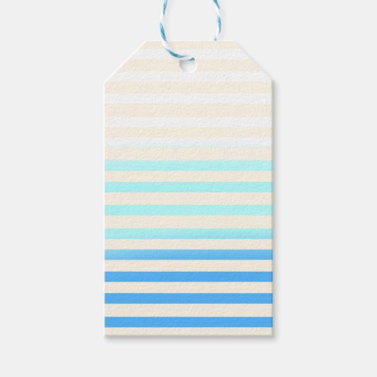 Étiquettes-cadeau Ombre rayé bleu (Devant)