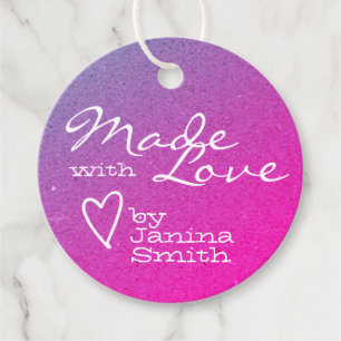Étiquettes Cadeau Ombre rose violet mou fait avec Symbole de coeur d