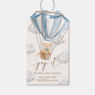 Étiquettes-cadeau On attend à peine Ourson en montgolfière Pop It Qu